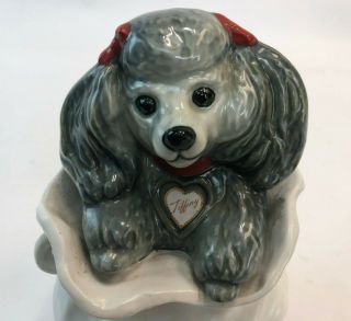 Vintage Beam 100 Porcelain Tiffany & Co Gray Porcelain Poodle Dog Decanter Bottl 2