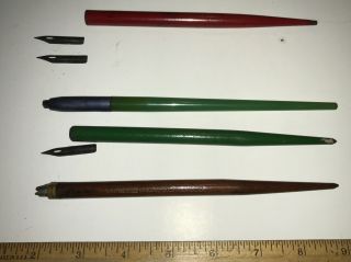 4 Vintage Quill Dip Pen Nib Holders; 1 Eagle School Standard 1040 G0802
