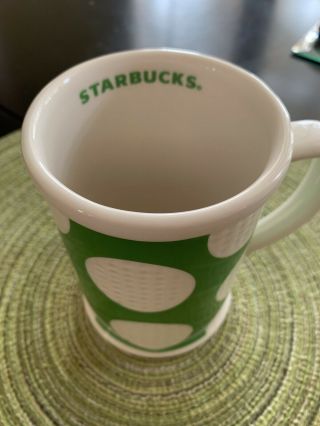Starbucks Green / White Golf Ball Dimpled Ceramic Coffee 2006 Cup Mug