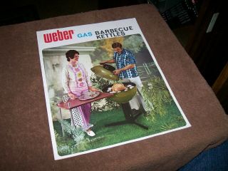 Vintage 1972 Weber Gas Barbecue Kettle Sales Dealer Brochure Paper Advertising