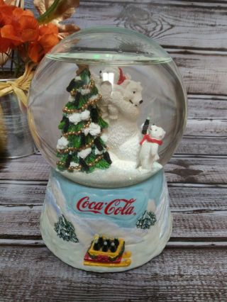 Vintage 1999 Coca - Cola Company Snow - Globe Polar Bear Christmas Tree