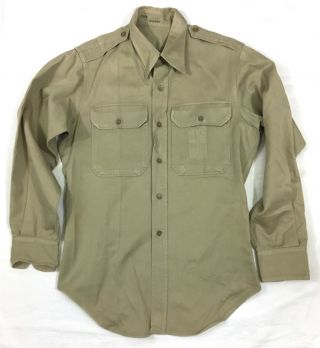 Korean War Dated 1951 U.  S Army Khaki Shirt Cotton Size 15 1/2x33 A21