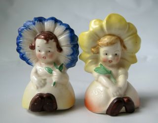 Vintage Salt Pepper Shakers Flower Girls Made Germany Sweet