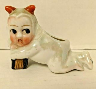 Lil Devil Vintage Mid Century Modern Ceramic Toothpick Holder Halloween Decor
