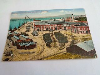 Gibraltar Dockyard Workshops & Waterfront - Old Gibraltar Postcard