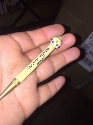 1950’s Vintage Mechanical Pencil With Stones And Advertisement