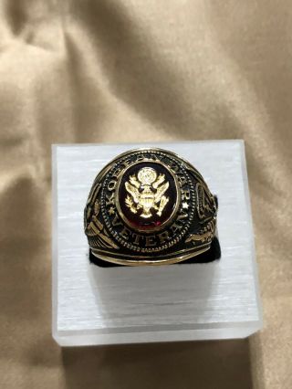 Korean War Veteran Ring Size 13 1/2 United States Army Gift Engraved Red Stone 2