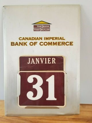 Vtg 1960 Canadian Imperial Bank Of Commerce Tin Advertising Sign 19 " Canada Look