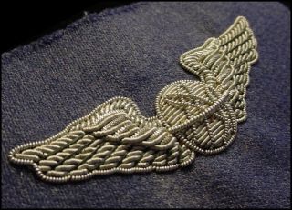 Post Wwii 1948 - 51 Us Air Force Usaf Bullion Embroidered Navigator Nav Wing Badge