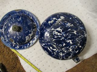 Vintage Cobalt Blue & White Swirl Graniteware Enamelware Chamber/ Soup Pot