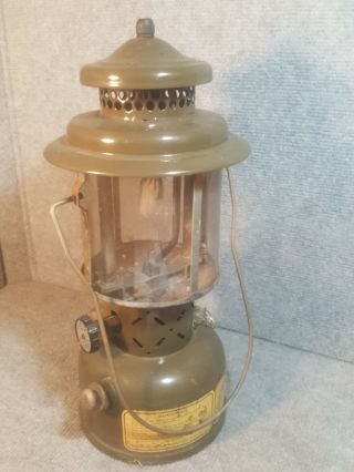 Vintage 1952 COLEMAN Lantern U.  S.  Army Military Gasoline Leaded Fuel Olive Drab 2