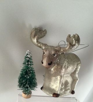 Vintage Retro Christmas Decoration Moose Reindeer Old Glass Xmas Tree Bauble