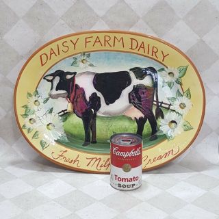 Susan Winget Cracker Barrel Cow Platter Daisy Farm Dairy Milk Cream Tray Plate 2