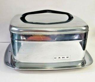 Mid Century Modern Large Chrome Square Lincoln Beautyware Retro Cake Carrier