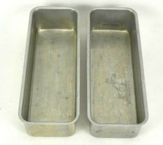 Vintage Mirro Aluminum Loaf Pans Set Of 2 10 - 1/4 X 3 - 5/8 X 2 - 5/8 Meatloaf 5196m