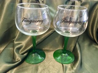 Tanqueray Limited Edition Green Stem Gin / Cocktail Balloon Glass,  8” Tall Pair