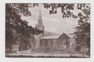 Old Card Tremadog Church North Wales 1917 Widnes Thimble Postmark