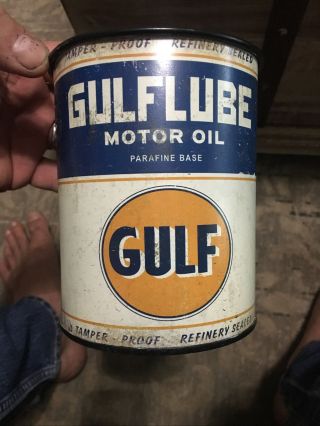 Vintage Gulflube Motor Oil Can 1 Quart