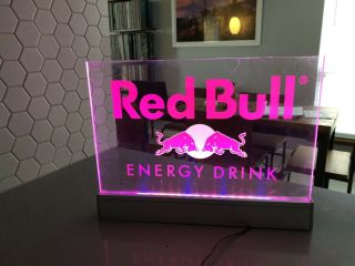 Red Bull Mini Lit Edge Sign Light Up Dimmer Switch Lighted Man Cave Bar