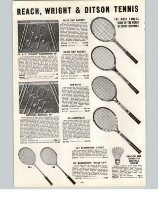 1942 Paper Ad 2 Pg Reach Wright & Ditson Tennis Racket Prize Cup Davis American