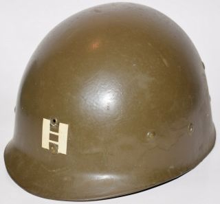 Post - Wwii 1951 Korean War Us Capac M1 Helmet Liner W/ Captain 