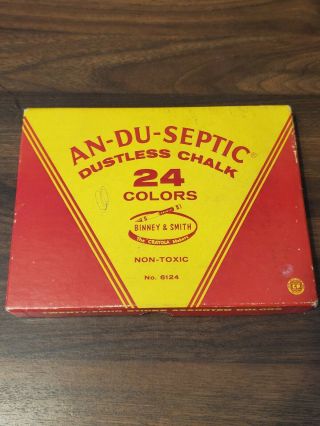 Vintage Box of Binney & Smith An - Du - Septic Colored Dustless Chalk NOS 3