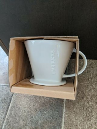 2015 Starbucks White Ceramic Cone Pour Over Coffee By The Cup Brewer No.  4