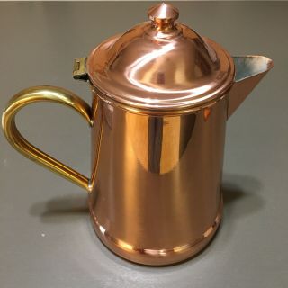 Vintage Copper Clad Portugal Tea Coffee Pot 8” Tall Himark