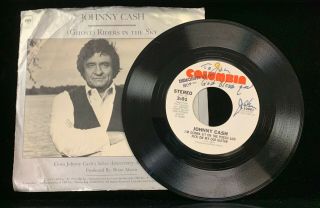 " (ghost) Riders In The Sky " 45 Rpm Record Signed By Johnny Cash To Jan Howard
