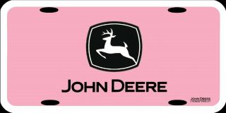 John Deere Pink Black White Logo Farm Vanity License Plate Sign 12 " X6 " Metal