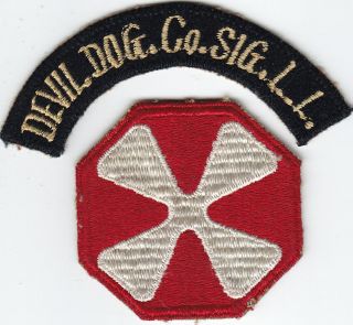 Kw Us Army Devil Dog.  Co.  Sig.  L.  L.  Patch And Tab - No Glow