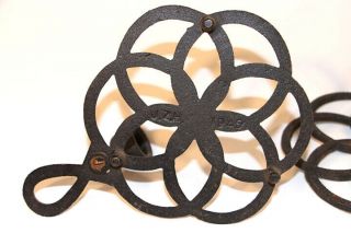 Antique Cast Iron Trivet Seed of Life Wall Decor Candle Holder JZH 1946 3