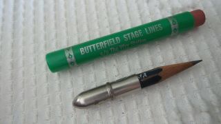 Vintage Adv Bullet Pencil Butterfield Stage Lines,  Old Abilene Town,  Kansas