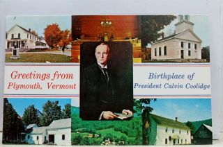 President Calvin Coolidge Birthplace Plymouth Vermont Greetings Postcard Old Pc