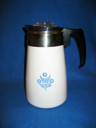 Vintage Corning Ware 9 Cup Stovetop Coffee Percolator Cornflower Blue 2
