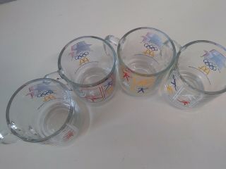Set of 4 McDonalds 1984 Olympic Coffee Cups Mugs Clear Glass 3