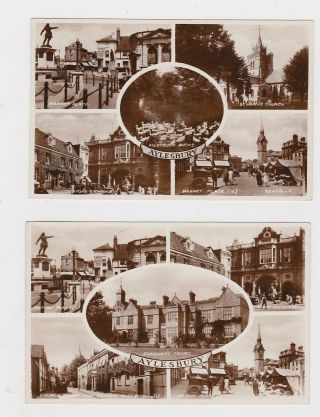 Two Great Old Real Photo Cards Aylesbury 1935 Church Street Wendover Buckingham