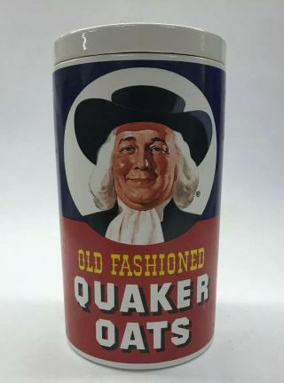 Vtg Quaker Oats 20th Anniversary Ceramic Canister Cookie Jar W/ Lid 1997 Recipe