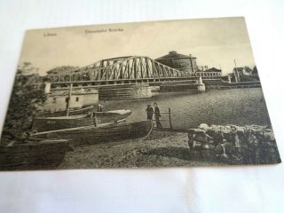 Libau Eisenbahn Brucke / Railway Bridge - Old Germany / Latvia Postcard