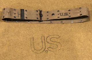 40” Jqmd 1951 Korean War Us Army Usmc Military Canvas Field Gear Pistol Belt