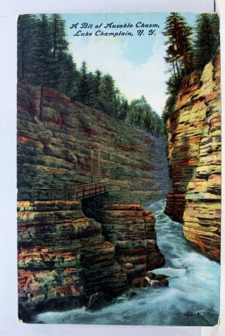 York Ny Lake Champlain Ausable Chasm Postcard Old Vintage Card View Standard