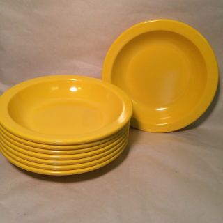 8 Vintage Melamine Dallas Ware Yellow Bowls Hard To Find Color 7 1/2 Inches