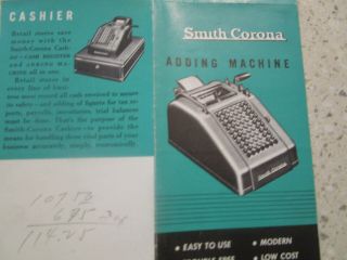Vintage Smith Corona Keys Portable Adding Machine Trifold Brochure 1950 