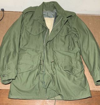 Vtg 50s Us Army Field Jacket 107 M - 1951 Military Reg Small W/ Liner