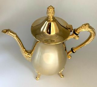 International Silver Co.  Gold Plated Footed Lidded Tea Coffee Pot