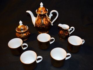 Gold And White Porcelain Tea Set Bavaria Germany