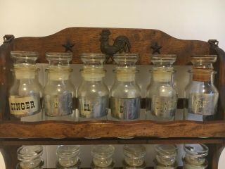 Gail Craft Vintage Wooden Spice Rack 13 X 11.  5 /2 Shelves 12 Bottles & 2 Drawers 2