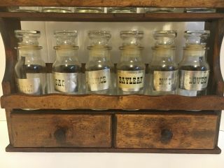 Gail Craft Vintage Wooden Spice Rack 13 X 11.  5 /2 Shelves 12 Bottles & 2 Drawers 3