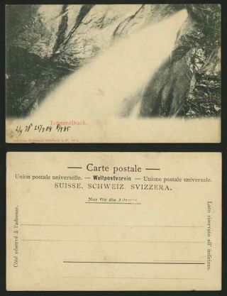 Switzerland C.  1900 Old Postcard Truemmelbach Waterfall