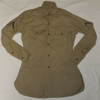 Vintage Korean War Military Fatigue Long Sleeve Patches Tan Mens
